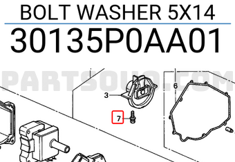 Honda 30135P0AA01 BOLT WASHER 5X14