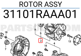 Honda 31101RAAA01 ROTOR ASSY
