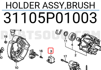 Honda 31105P01003 HOLDER ASSY,BRUSH