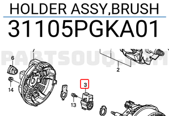 Honda 31105PGKA01 HOLDER ASSY,BRUSH