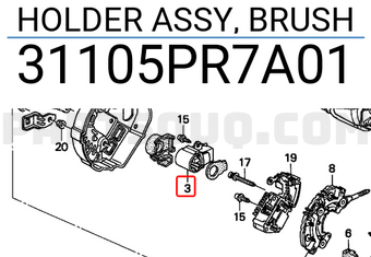 Honda 31105PR7A01 HOLDER ASSY, BRUSH