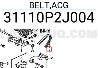 Honda 31110P2J004 BELT,ACG