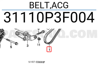 Honda 31110P3F004 BELT,ACG