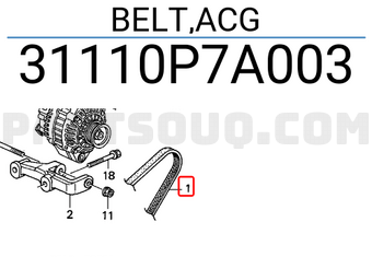 Honda 31110P7A003 BELT,ACG