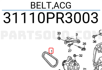 Honda 31110PR3003 BELT,ACG