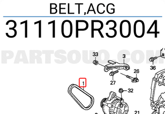 Honda 31110PR3004 BELT,ACG