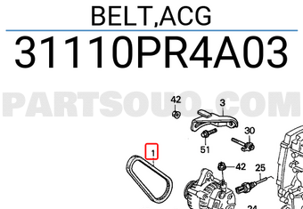 Honda 31110PR4A03 BELT,ACG