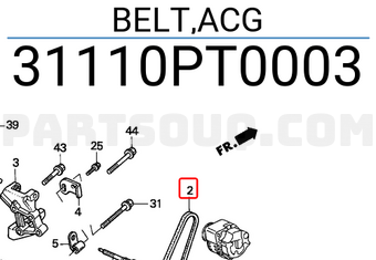 Honda 31110PT0003 BELT,ACG