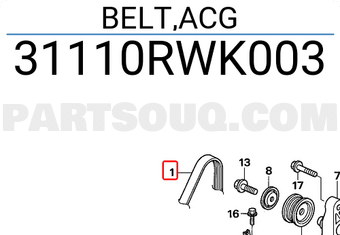 Honda 31110RWK003 BELT,ACG