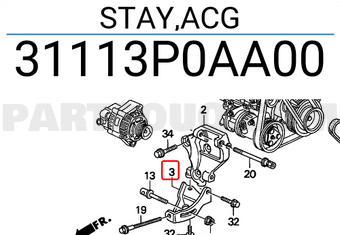 Honda 31113P0AA00 STAY,ACG