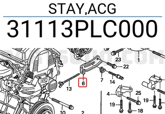 Honda 31113PLC000 STAY,ACG