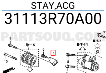 Honda 31113R70A00 STAY,ACG