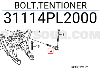 Honda 31114PL2000 BOLT,TENTIONER