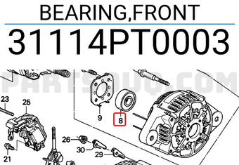 Honda 31114PT0003 BEARING,FRONT