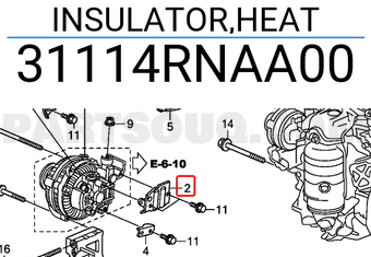 Honda 31114RNAA00 INSULATOR,HEAT
