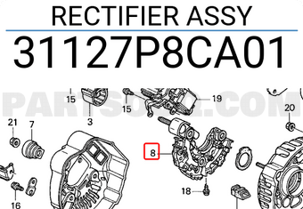 Honda 31127P8CA01 RECTIFIER ASSY