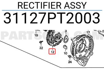 Honda 31127PT2003 RECTIFIER ASSY