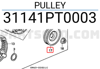 Honda 31141PT0003 PULLEY