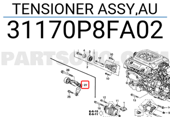 Honda 31170P8FA02 TENSIONER ASSY,AU