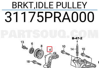 Honda 31175PRA000 BRKT,IDLE PULLEY