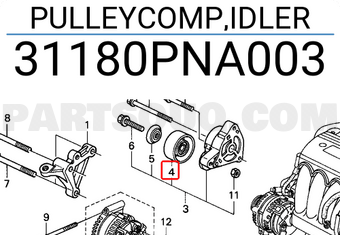 Honda 31180PNA003 PULLEYCOMP,IDLER