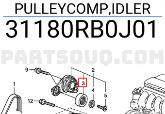 Honda 31180RB0J01 PULLEYCOMP,IDLER