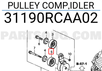 Honda 31190RCAA02 PULLEY COMP,IDLER