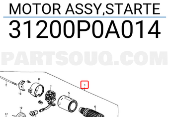 Honda 31200P0A014 MOTOR ASSY,STARTE