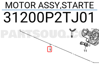 Honda 31200P2TJ01 MOTOR ASSY,STARTE
