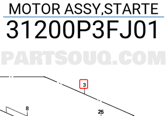 Honda 31200P3FJ01 MOTOR ASSY,STARTE
