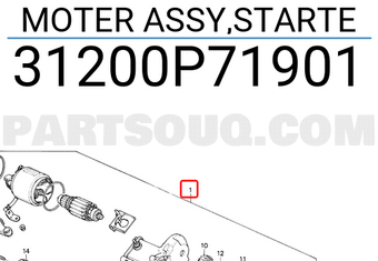 Honda 31200P71901 MOTER ASSY,STARTE