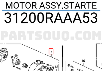 Honda 31200RAAA53 MOTOR ASSY,STARTE