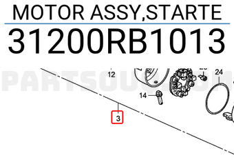 Honda 31200RB1013 MOTOR ASSY,STARTE