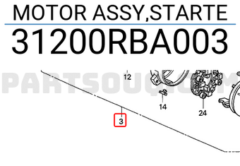 Honda 31200RBA003 MOTOR ASSY,STARTE