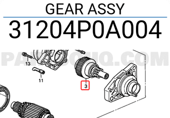 Honda 31204P0A004 GEAR ASSY