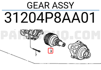 Honda 31204P8AA01 GEAR ASSY