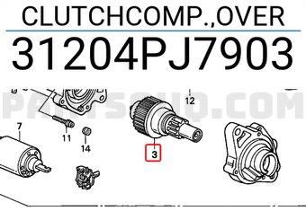 Honda 31204PJ7903 CLUTCHCOMP.,OVER