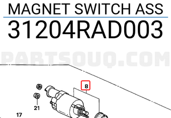 Honda 31204RAD003 MAGNET SWITCH ASS