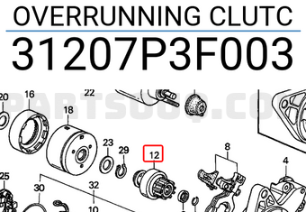 Honda 31207P3F003 OVERRUNNING CLUTC