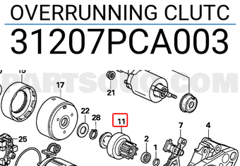 Honda 31207PCA003 OVERRUNNING CLUTC