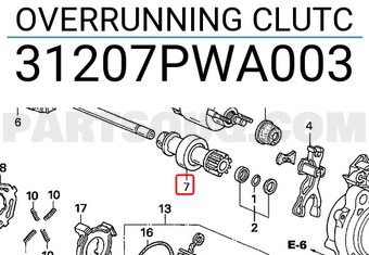 Honda 31207PWA003 OVERRUNNING CLUTC