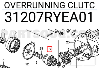 Honda 31207RYEA01 OVERRUNNING CLUTC