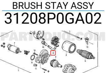 Honda 31208P0GA02 BRUSH STAY ASSY