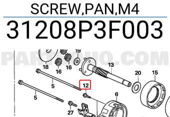 Honda 31208P3F003 SCREW,PAN,M4
