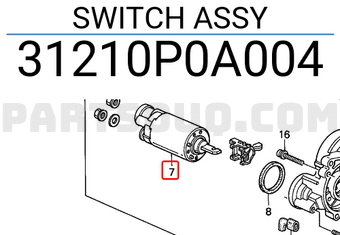 Honda 31210P0A004 SWITCH ASSY