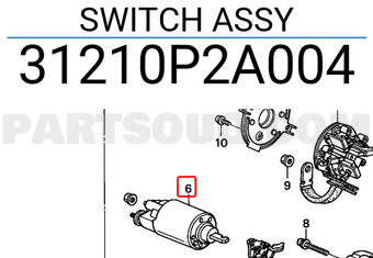 Honda 31210P2A004 SWITCH ASSY
