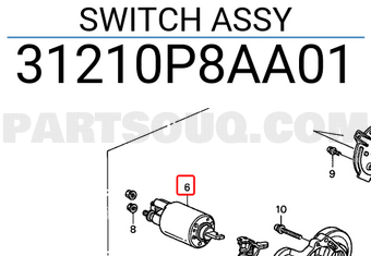 Honda 31210P8AA01 SWITCH ASSY
