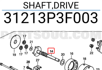 Honda 31213P3F003 SHAFT,DRIVE