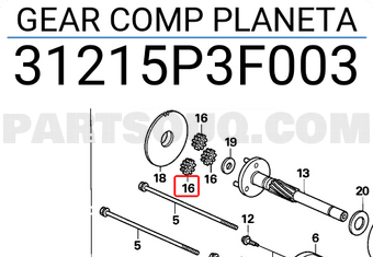 Honda 31215P3F003 GEAR COMP PLANETA