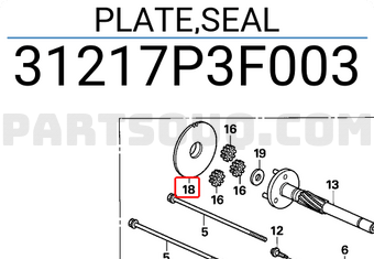 Honda 31217P3F003 PLATE,SEAL